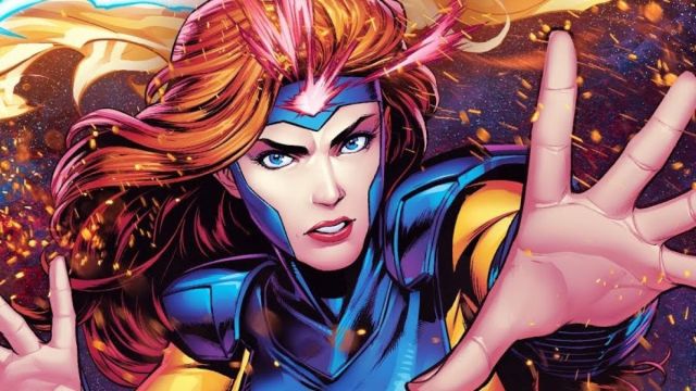Jean Grey, a mutant, holds her hand up as a powerful aura surrounds here in Marvel Snap.