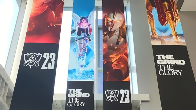 Entrance banners to LoL Worlds 2023 in Korea
