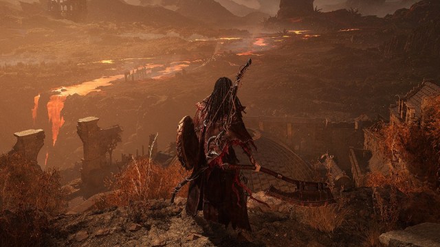 A Lords of the Fallen character staring into the horizon.