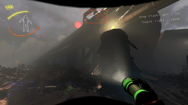 The player carrying a flashlight in Lethal Company.