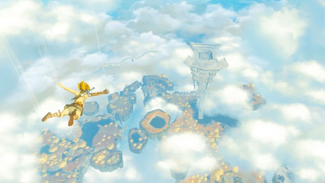 Link falling from the sky into a set of islands. Image via Nintendo.