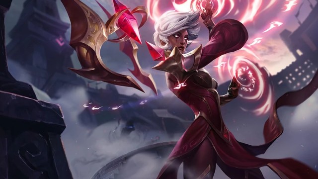Conqueror Karma prepares to throw a spell in League of Legends