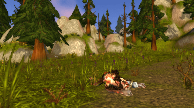 A Trogg lays dead in the Valley of Kings in WoW Classic, Loch Modan, during the Season of Discovery.