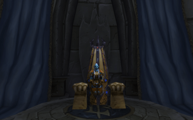 WoW Classic Shaman sitting on the throne in Ruins of Lordaeron